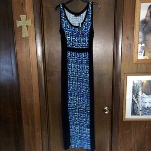Apt. 9 Blue and Black Patterned Maxi Dress